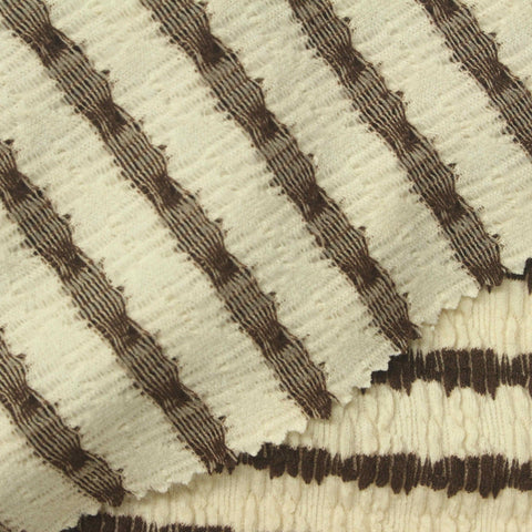 Brown Horizontal-Stripe Crepe, Polyester