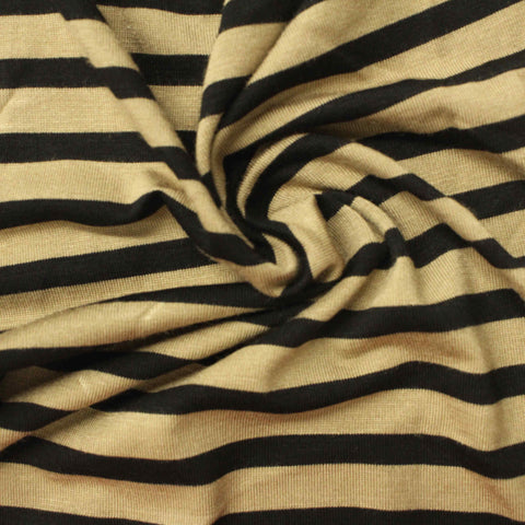 Black Stripes Jersey Knit, Viscose, 170 gsm
