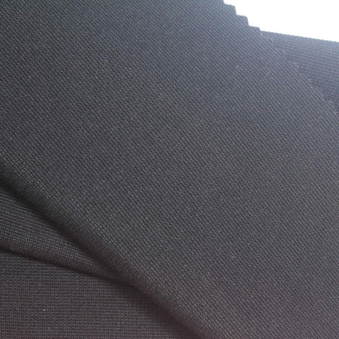 Viscose Nylon Stretch Ponte Knit Fabric, 380 gsm, 155 cm — Black, ref EF-271487