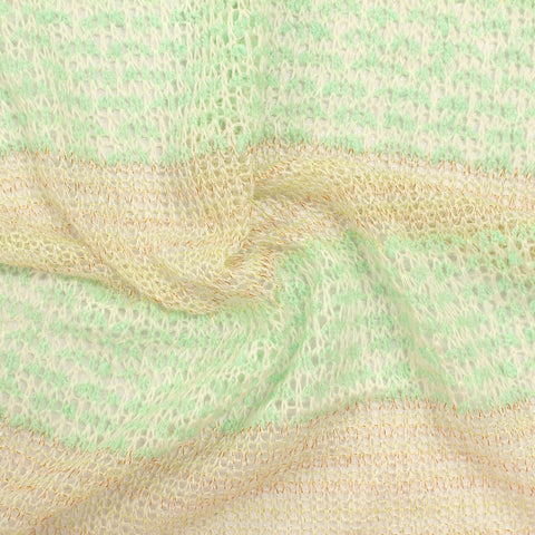 Striped Viscose Polyester Metallic Stretch Knit Fabric, 113 gsm, 160 cm — Khaki