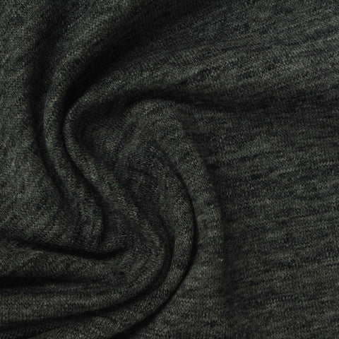 Dark Grey Marl Rib Knit, Poly-Cotton, 200 gsm