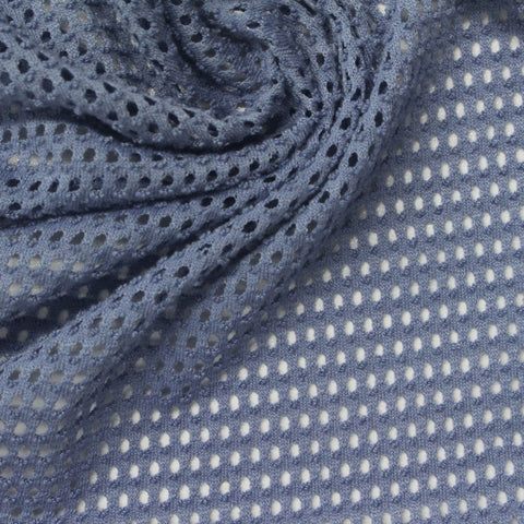 Blue Eyelet Mesh, Poly-Viscose