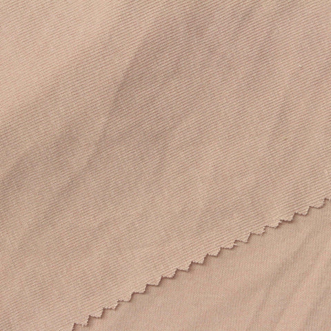 Viscose Cotton Stretch Rib Knit Fabric, 215 gsm, 155 cm — Beige