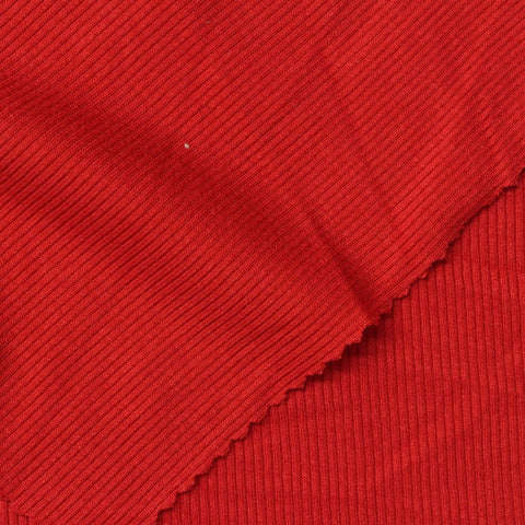 Viscose Stretch Rib Knit Fabric, 230 gsm, 120 cm — Red, ref EF-261026