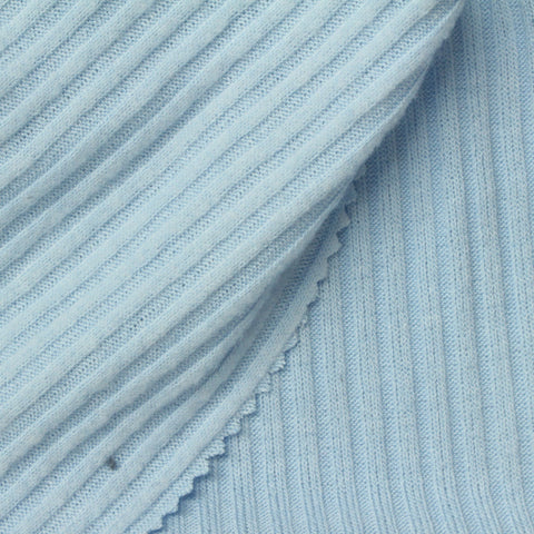 Polyester Viscose Stretch Rib Knit Fabric, 225 gsm, 168 cm — Blue