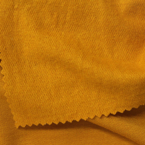 Brushed Polyester Viscose Stretch French Terry Fabric, 190 gsm, 170 cm — Yellow