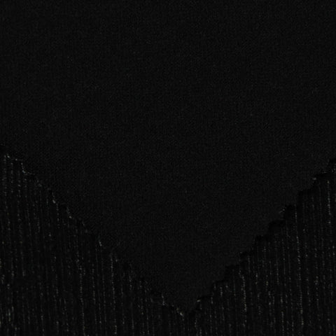 Black Marl Interlock Knit, Poly-Viscose, 415 gsm