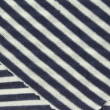 Navy Horizontal-Stripe Jersey Knit, Polyester, 130 gsm — photo 1