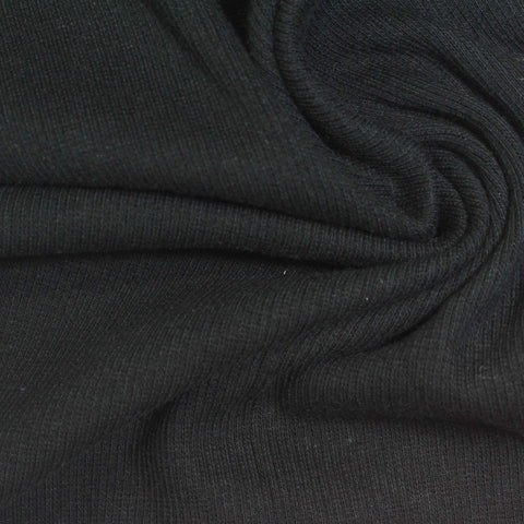 Cotton Stretch Rib Knit Fabric, 295 gsm — Black