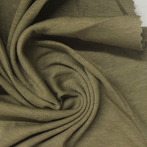 Tencel Lyocell Polyester Blend Rib Knit Fabric, 150 gsm, 150 cm — Khaki