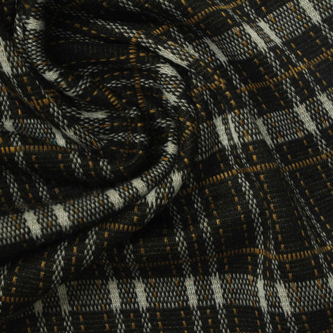 Black Plaid Bouclé, Polyester, 280 gsm