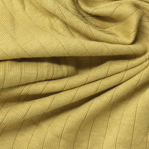100% Cotton Rib Knit Fabric, 200 gsm, 175 cm — Yellow