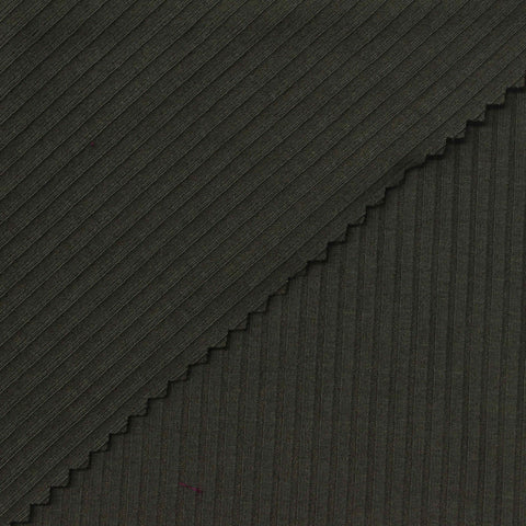 Polyester Viscose Stretch Rib Knit Fabric, 200 gsm, 132 cm — Green