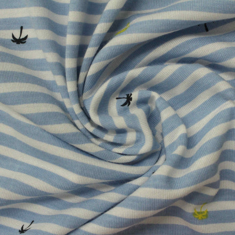 Blue Stripes Knit, Viscose-Poly