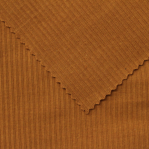 Cotton Modal Stretch Rib Knit Fabric, 380 gsm, 110 cm — Brown