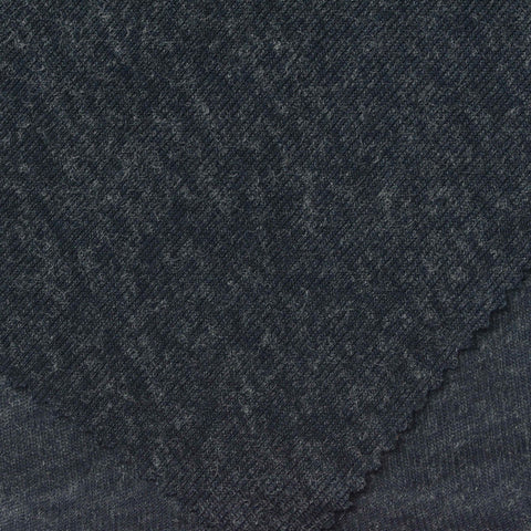 Dark Blue Heathered-Marl Rib Knit, Poly-Viscose