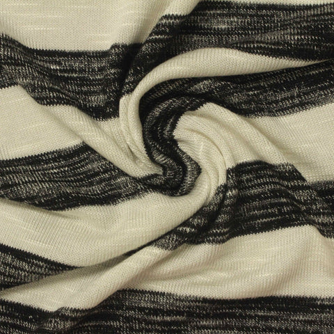 Heathered Black Horizontal-Stripe Chunky Knit, Viscose-Poly