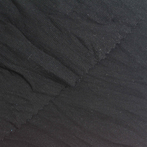 Tencel Lyocell Acrylic Blend Stretch Rib Knit Fabric, 190 gsm, 160 cm — Black