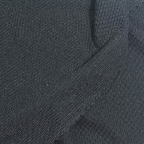 Tencel Lyocell Stretch Rib Knit Fabric, 200 gsm, 158 cm — Navy