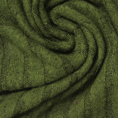 Brushed Viscose Polyester Stretch Rib Knit Fabric, 230 gsm, 140 cm — Green