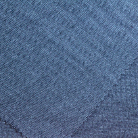 Viscose Stretch Rib Knit Fabric, 220 gsm — Blue