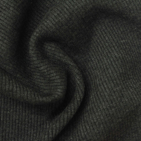Charcoal Heather Rib Knit, Cotton-Poly