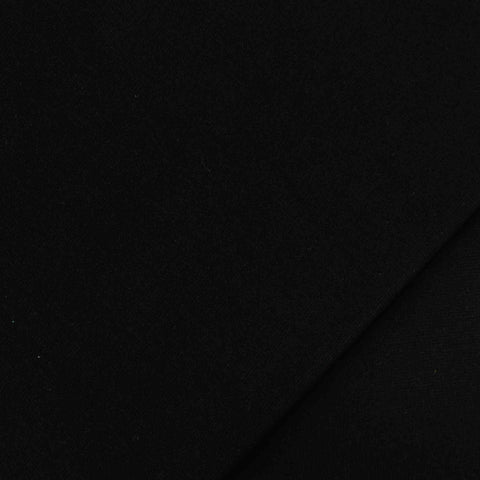 Polyester Stretch Linen-Look Fabric, 213 gsm, 145 cm — Black