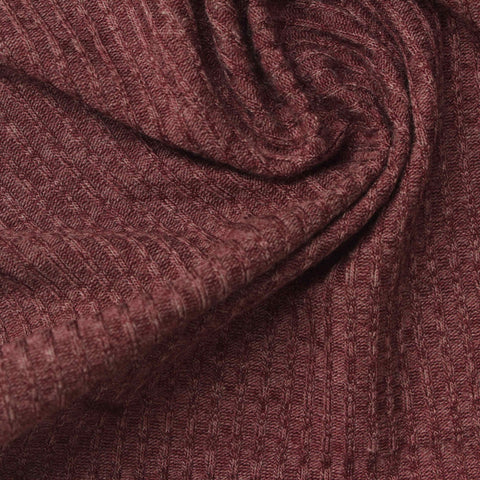 Polyester Viscose Stretch Rib Knit Fabric, 190 gsm, 145 cm — Red
