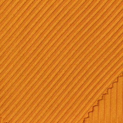 Brushed Polyester Stretch Rib Knit Fabric, 166 gsm, 150 cm — Orange