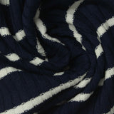 Navy Horizontal-Stripe Rib Knit, Poly-Viscose, 320 gsm — photo 1