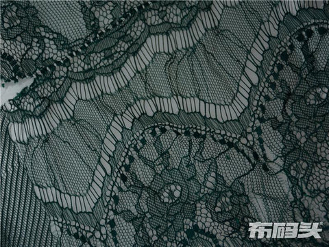 Dark Green Floral Lace, Nylon
