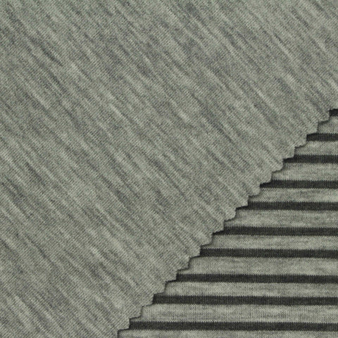 Dark Grey Horizontal-Stripe Scuba Knit, Poly-Viscose