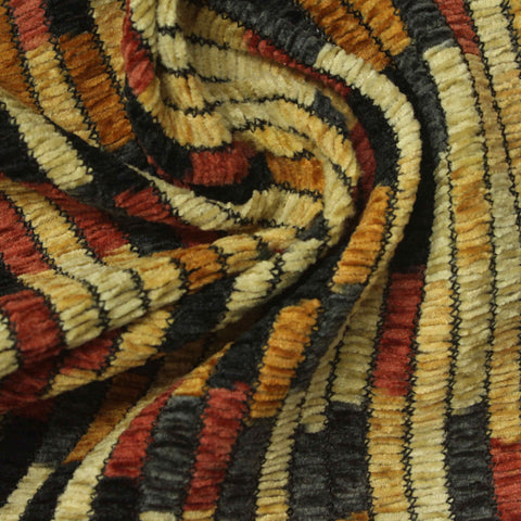 Yellow Vertical-Stripe Warp Knit, Polyester, 170 gsm