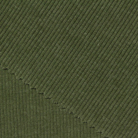 Olive Ribbed Rib Knit, Cotton-Poly