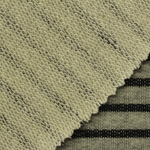 Light Grey Stripes French Terry, Cotton-Poly