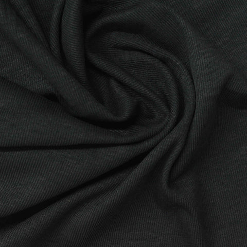 Tencel Lyocell Polyester Blend Rib Knit Fabric, 150 gsm, 150 cm — Black