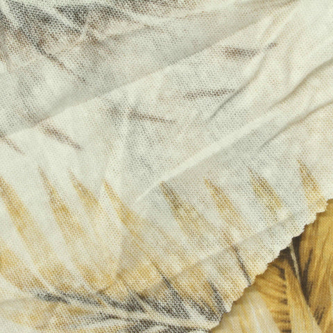 Brown Tropical-Leaf Jersey Knit, Linen-Cotton