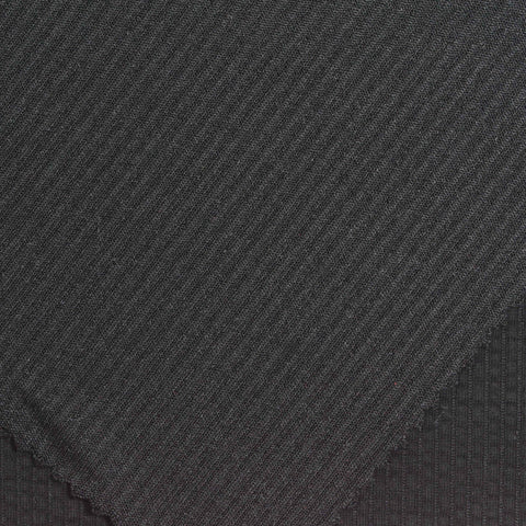 Viscose Polyester Stretch Rib Knit Fabric, 300 gsm, 155 cm — Black