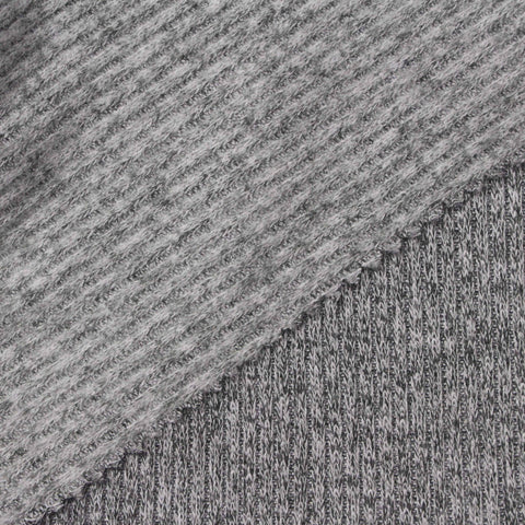 Light Grey Marl Rib Knit, Viscose-Poly, 215 gsm