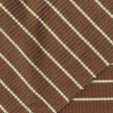 Brown Horizontal-Stripe Rib Knit, Viscose — photo 1