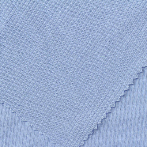 Polyester Viscose Stretch Rib Knit Fabric, 160 gsm, 140 cm — Blue