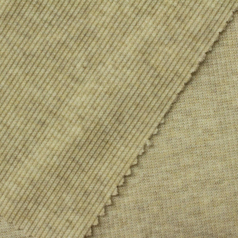 Light Brown Marl Rib Knit, Cotton-Poly