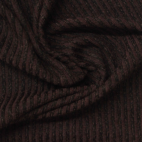 Dark Brown Marl Rib Knit, Poly-Cotton