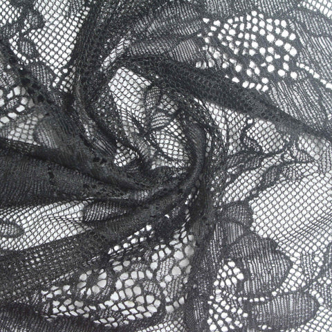 Black Floral Lace, Nylon-Spandex, 85 gsm