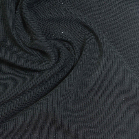 Tencel Lyocell Stretch Rib Knit Fabric, 300 gsm — Black