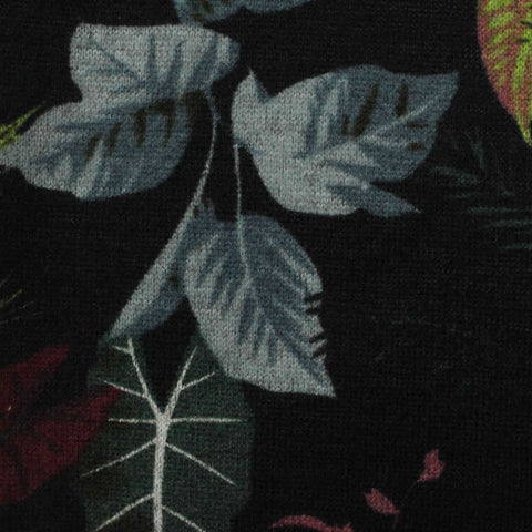 Green Tropical-Leaf Knit, Polyester, 196 gsm