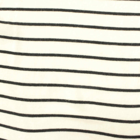 Black Horizontal-Stripe Rib Knit, Viscose, 142 gsm