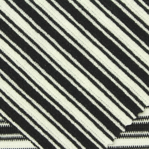 Black Horizontal-Stripe Rib Knit, Poly-Viscose, 250 gsm, 160 cm