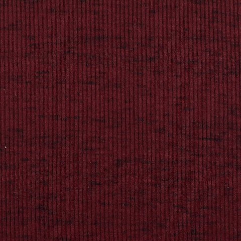 Dark Red Marl Rib Knit, Polyester, 165 gsm