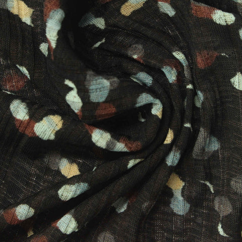 Yellow Abstract Rib Knit, Polyester, 120 gsm